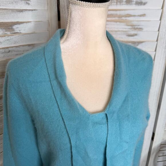 CASHMERE CHARTER CLUB LUXURY Women's Medium 100% Cashmere Sweater Turquoise Blue - Picture 10 of 13